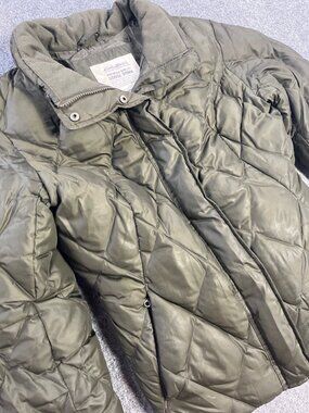 Eddie Bauer Green Quilted Goose Down Women's Jacket M Warm Outdoor Coat